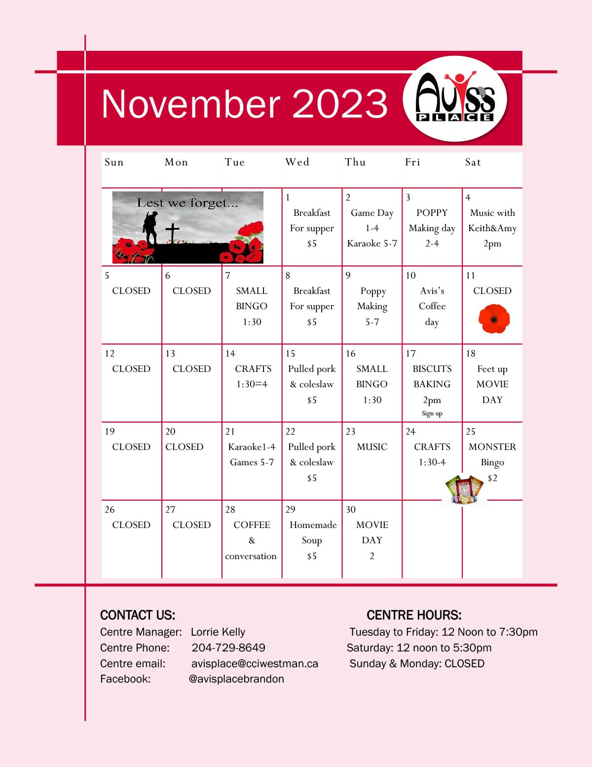 November 2023 Events Calendar